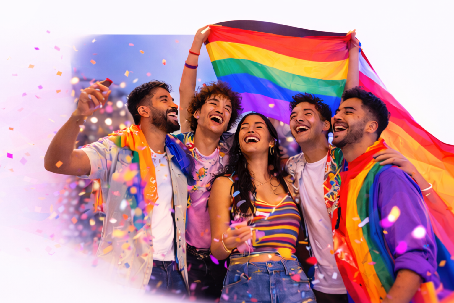 LGBTQ+ community celebrating together at an event